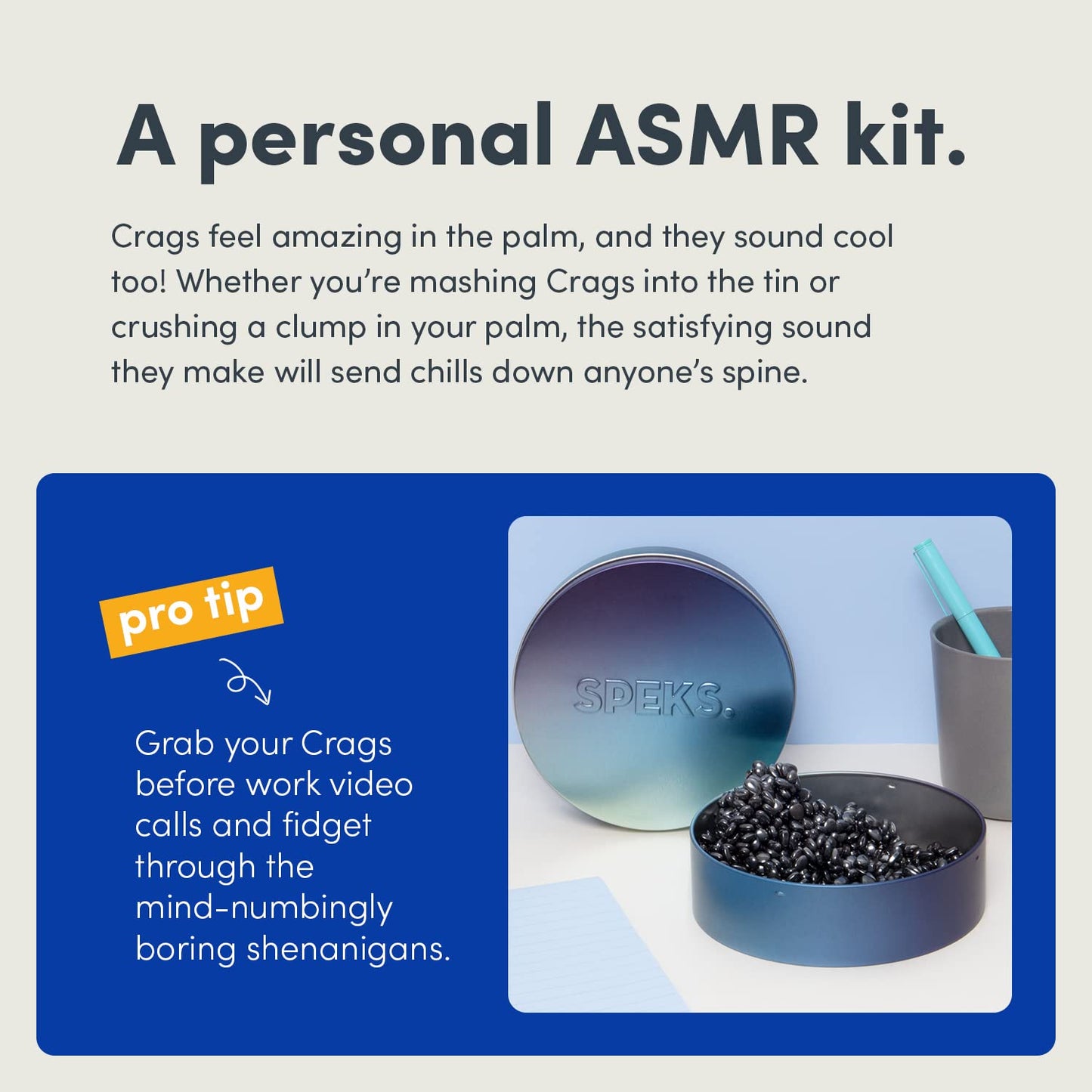 Speks Original Crags Ferrite Putty | 500+ Ferrite Stones in a Tin, Fidget Toy for Stress Relief, Sensory Desk Toy for Adults & Teens 14+ | Blue Gradient, Medium