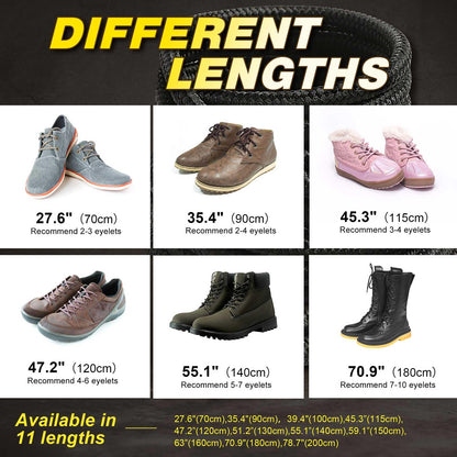 VSUDO 55 Inches Round Black Boot Laces, 5/32" Diameter Shoe Laces for Boots, Heavy Duty Work Shoestrings, Hiking Shoelaces for Men or Women (2Pairs-Black-140CM)