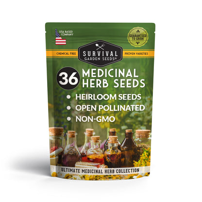 Ultimate Medicinal Herb Seeds Variety Pack – 36 Heirloom Varieties, 28,000+ Lavender, Calendula, Echinacea, Peppermint, Yarrow – Non-GMO Garden Kit by Survival Garden Seeds