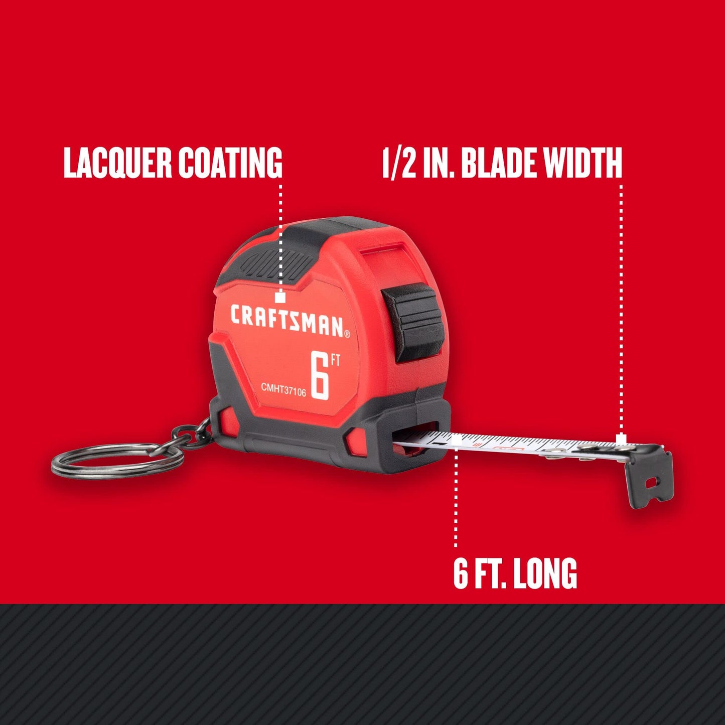 CRAFTSMAN Keychain Tape Measure, 6 FT (CMHT37106G)