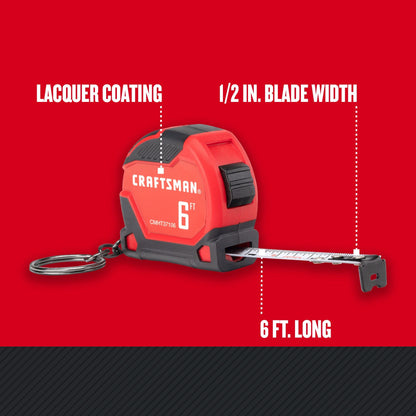 CRAFTSMAN Keychain Tape Measure, 6 FT (CMHT37106G)