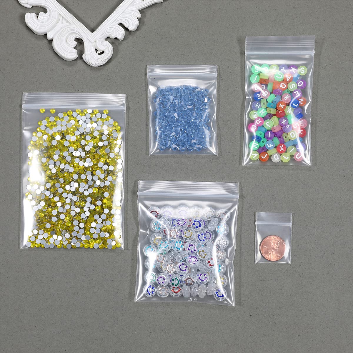 Somoga 200 PCS 1" x 1" Thick 4 Mil Small Clear Zip Poly Bags Plastic Reclosable Zip Seal Lock Bags Heavy-Duty Necklace Ring Coin Beads Jewelry Pill Zipper Bag