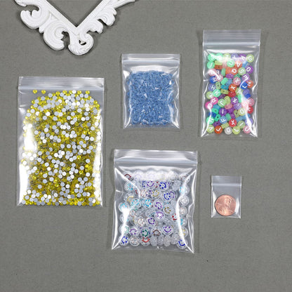 Somoga 200 PCS 1" x 1" Thick 4 Mil Small Clear Zip Poly Bags Plastic Reclosable Zip Seal Lock Bags Heavy-Duty Necklace Ring Coin Beads Jewelry Pill Zipper Bag