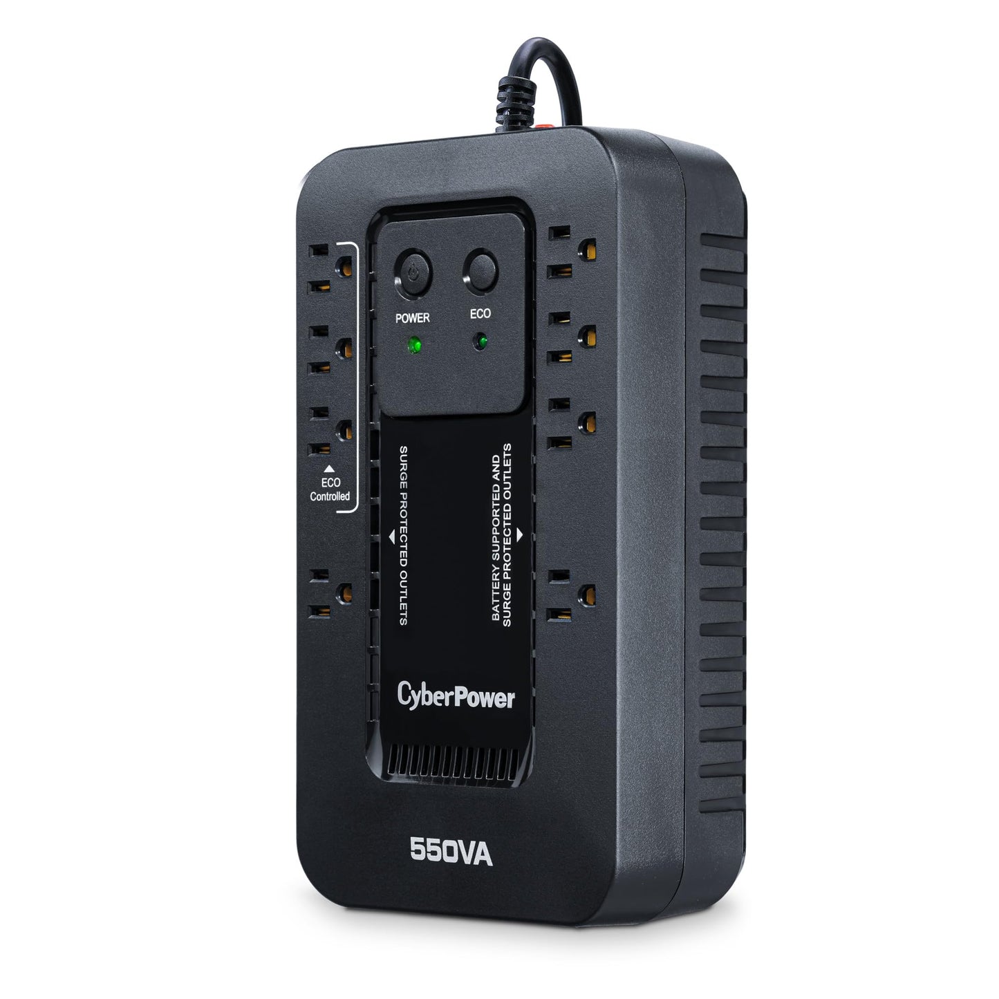 CyberPower EC550G Ecologic Battery Backup & Surge Protector UPS System, 550VA/330W, 8 Outlets, ECO Mode, Compact Uninterruptible Power Supply