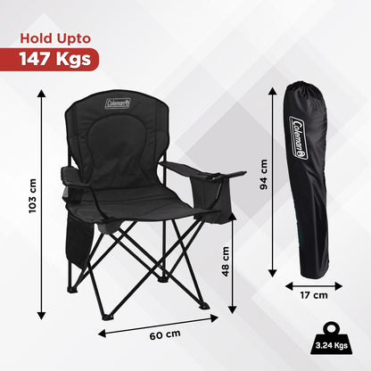 Coleman Portable Camping Chair with 4-Can Cooler, Cushioned Seat & Back with Side Pockets & Cup Holder, Carry Bag Included, Great for Camping, Tailgating, Firepits, Patio, & More