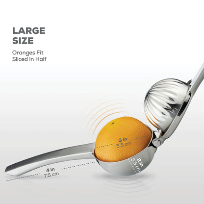 Premium Lemon Squeezer Stainless Steel - Heavy Duty Lime Squeezer, Lemon Juicer Manual With Comfortable Handle For Extracting All Juice Possible - Hand Citrus Juicer