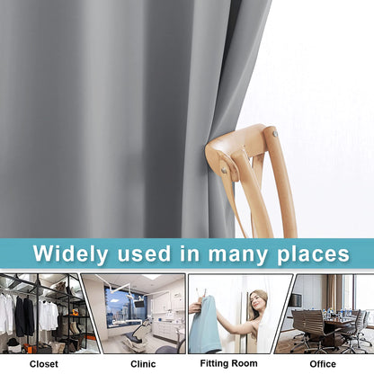 RYB HOME Blackout Curtains Room Dividers, Total Privacy Wall Divider Screens Noise Reduce Partition Curtain for Living Room Bedroom Patio Door, Light Grey, 1 PC, 100 inch Wide x 84 inch Long