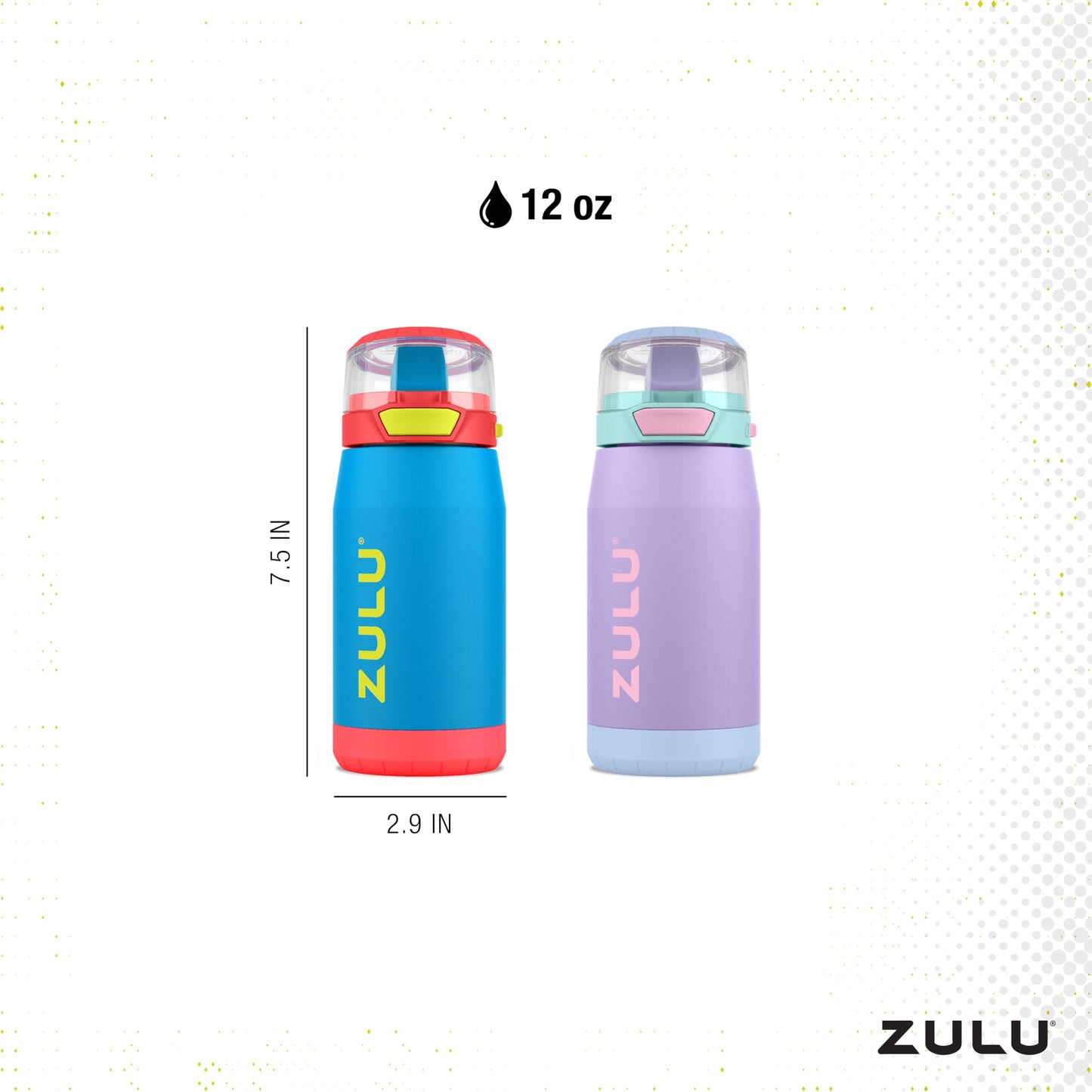 ZULU Kids Flex 12oz Stainless Steel Insulated Water Bottle, Toddler Cup with Silicone Spout, Leak-Proof Locking Flip Lid and Carry Loop for School Backpack, Lunchbox, and Outdoor Sports, Sugar Fairy