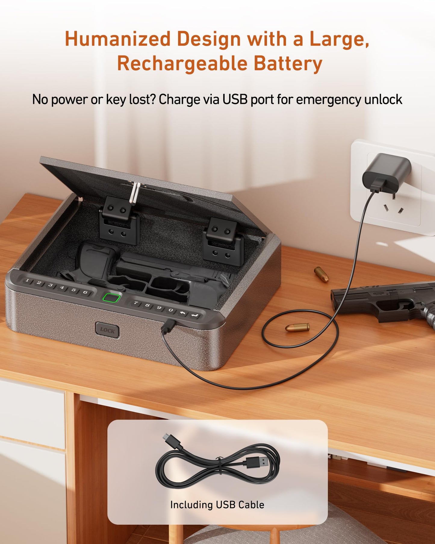 BILLCONCH Gun Safe for Handgun - Biometric Gun Safe 4 Ways Quick Access with Fingerprint/Full-digital Keypad/Key/APP Lock Handgun Pistol Safe for Nightstand Bedside Home