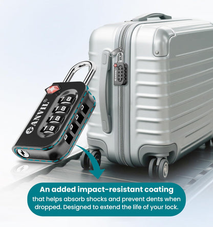 ANVIL TSA Approved Luggage Lock - 4 Digit Combination, 10,000 Combinations, Easy-Read Password Window, Travel Lock for Suitcases, Backpacks, Gym & Student Lockers, Baggage(Yellow 2 Pack)