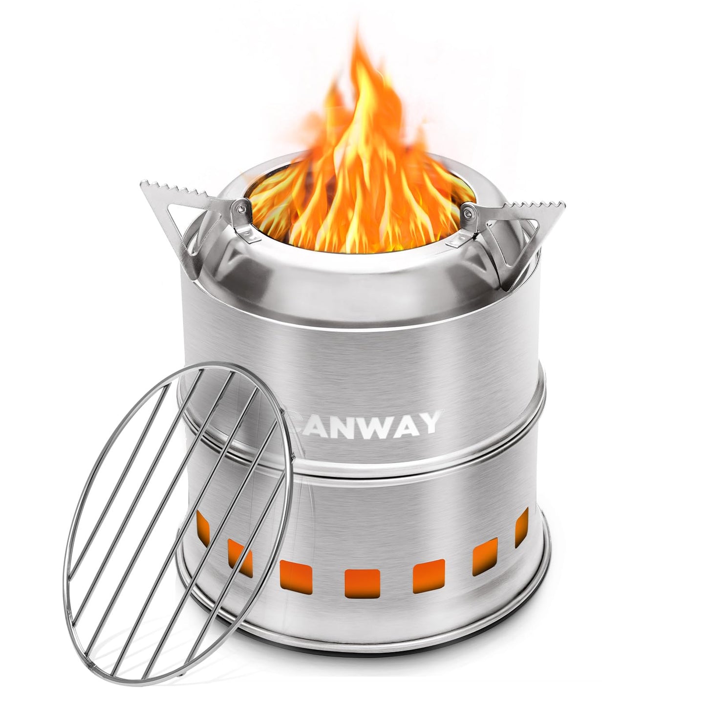 CANWAY Portable Camping Stove Mini Wood Burning Camp Stove for Backpacking Hiking Traveling Survival Cooking Stove Stainless Steel Emergency Folding Camping Stove with Carry Bag