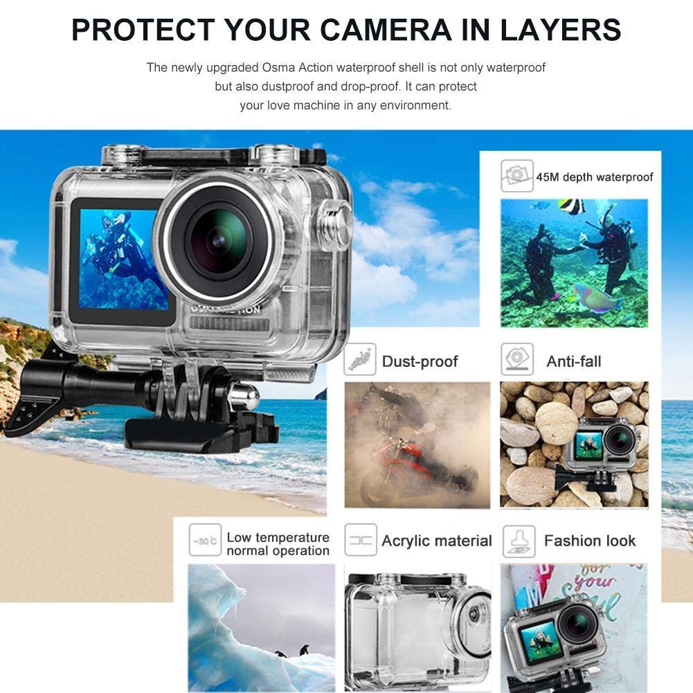 FitStill 45M/147FT Waterproof Case Only Compatible with DJI Osmo Action ONE Camera,(NOT fit Action 2/3/4/5Pro),Underwater Diving Shell Protective Housing Accessories Kit