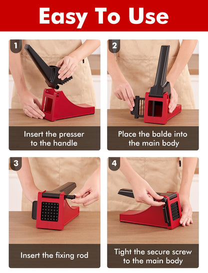 French Fry Cutter, Geedel Professional Potato Cutter for French Fries, Potato Slicer French Fry Maker for Carrot, Cucumber, Onion, Zucchini and more