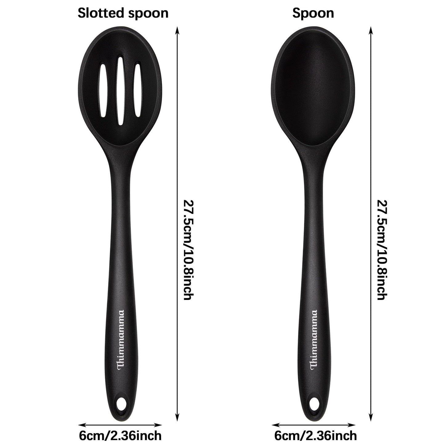 Silicone Cooking Spoon, Nonstick Kitchen Spoons for Cooking, Slotted and Solid Serving Spoon Heat Resistant, Silicone Mixing Spoons Basting for Nonstick Cookware 4 Pack