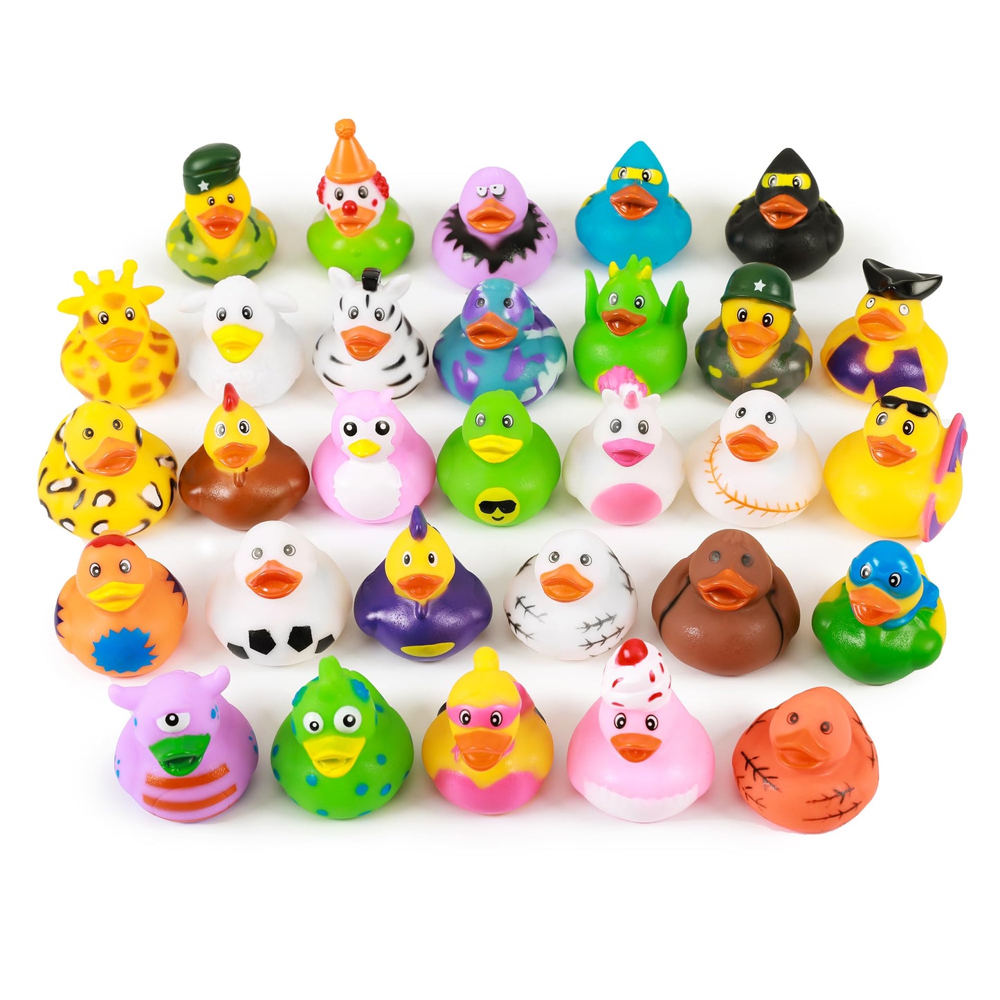 WQTHE 30 Pack Rubber Duck for Jeeps Ducking - 2.3 Inch Bulk Floater Duck for Kids - Baby Bath Toy Assortment - Party Favors, Birthdays, Bath Time, and More (30 Varieties)