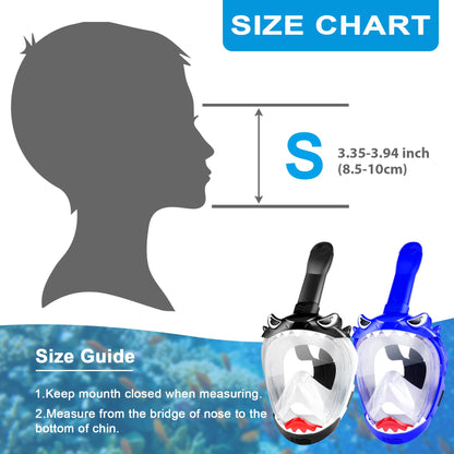 Snorkeling Gear for Kids, Full Face Snorkel Mask for Kids with 180° Panoramic View, Kids Snorkeling Set Featuring Anti-Leak and Anti-Fog Foldable Dry Top Design for Safe Underwater Adventures, 2 Pack