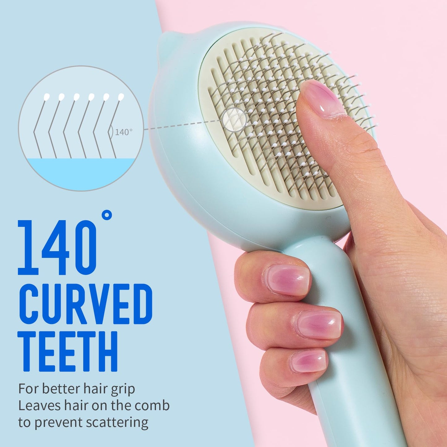 VIOJOJO Cat Brush Dog brushes with Release Button for Shedding Grooming, suit for Long or Medium Haired Cats, Lightweight Skin Friendly Pet Brush Hair Removal Comb Brushes for Kitten