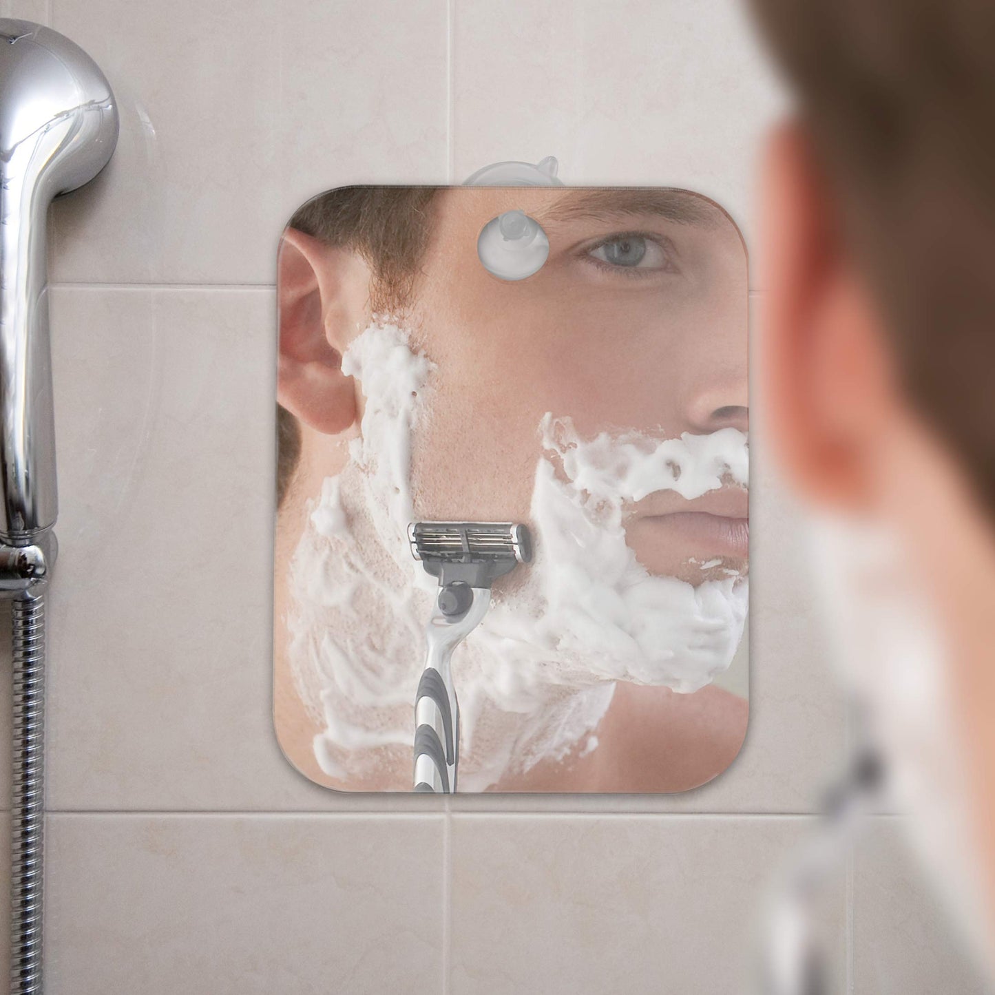 Shave Well Travel Anti-Fog Shaving Mirror | Portable Fogless Hanging Bathroom Shower Mirror with Handheld Option for Men and Women | Includes Long-Lasting Reusable Suction for Wall