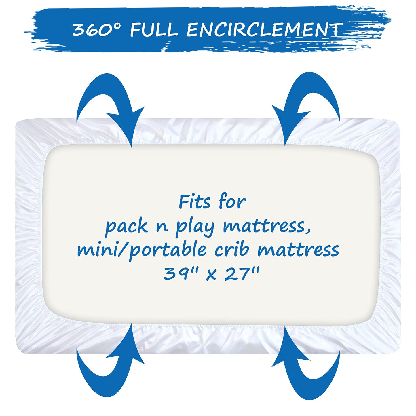 Satin Pack and Play Sheet Fitted, Soft & Silky Portable Playard/Mini Crib Sheets Mattress Cover for Boys and Girls, Compatible with Graco Pack n Play for Baby Hair and Skin, White