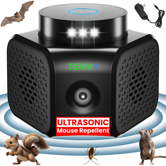 TERMX Rat Repellent for House Best Thing to Get Rid of Mice with 4 Modes Attic Rodent Deterrent Looking The Best Ultrasonic Pest Repeller Indoor No Touch Solution for House Garage Warehouse RV etc