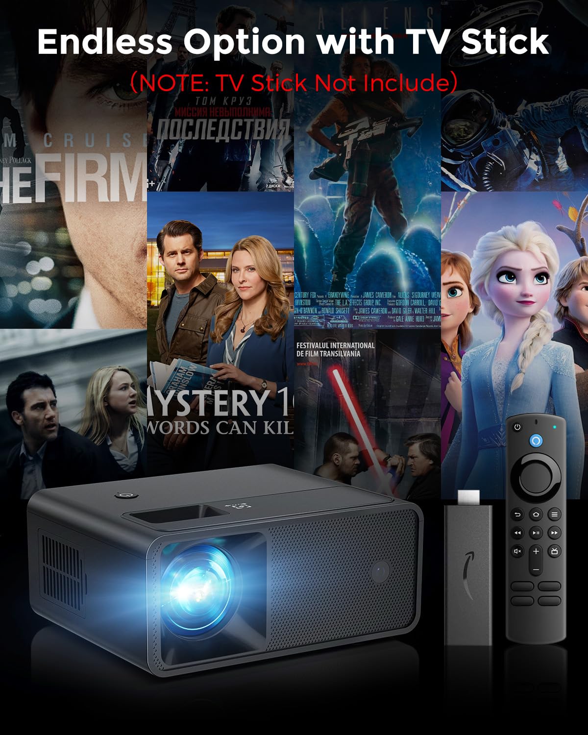 CiBest Mini Projector, 2025 Upgraded Full HD 1080P Support Video Projector, Portable Small Movie Projector, Compatible with iOS/Android/Windows/TV Stick/Box/USB/HDMI