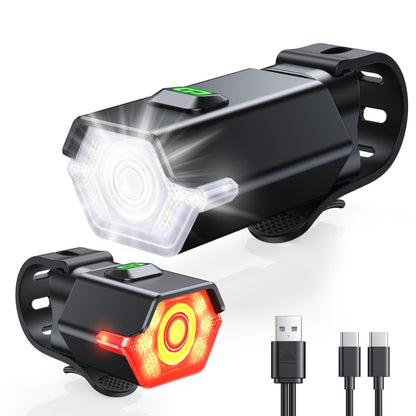 Zewdov 3+6 Modes Bike Lights for Night Riding with Side Light, Rechargeable & IP65 Waterproof Bicycle Light, Bike Headlight and Tail Light Set for Road/Mountain/Kids Bike Cycling Accessories