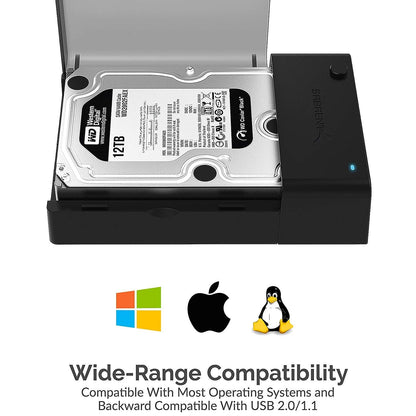 SABRENT USB 3.0 to SATA External Hard Drive Lay Flat Docking Station with Built in Cooling Fan for 2.5 or 3.5in HDD, SSD [Support UASP and 22TB] (EC-DFFN)
