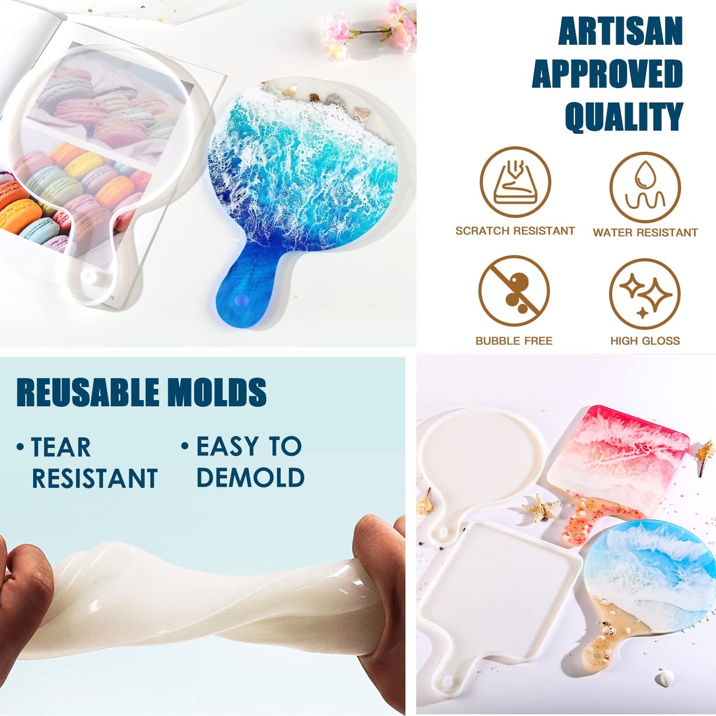 Teexpert Epoxy Resin Kit for Beginners, Resin Kit with Coaster Molds, Silicone Molds Kit, Pigments, Crystal Clear Art Resin, Casting & Coating for DIY Coasters 16 FL.OZ