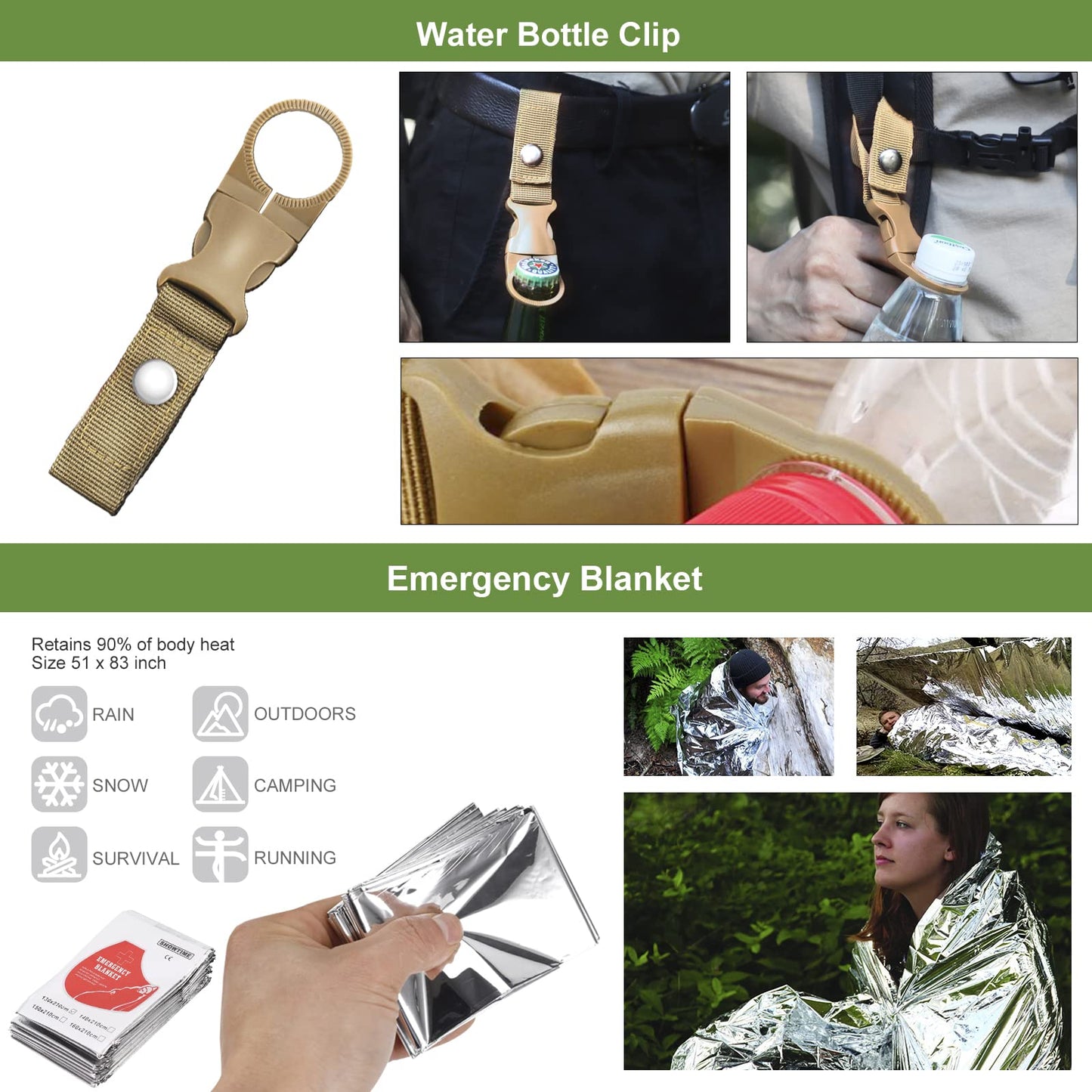 Emergency Survival Kit, 22 in 1 Professional Survival Gear Equipment Tools First Aid Supplies for SOS Emergency Tactical Hiking Hunting Disaster Camping Adventures