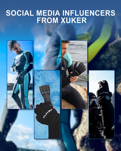 XUKER Water Gloves, 3mm & 5mm Neoprene Five Finger Warm Wetsuit Winter Gloves for Scuba Diving Snorkeling Paddling Surfing Kayaking Canoeing Spearfishing Skiing (3mm-Black, S)