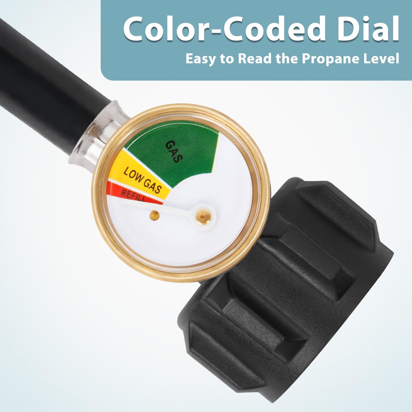 SHINESTAR 12 Feet Propane Hose Adapter with Gauge, Fit for Mr. Heater Buddy Heater, Blackstone Tabletop Griddle, Portable Propane Camping Stove and More, Connects to 5-20 lb Propane Tank