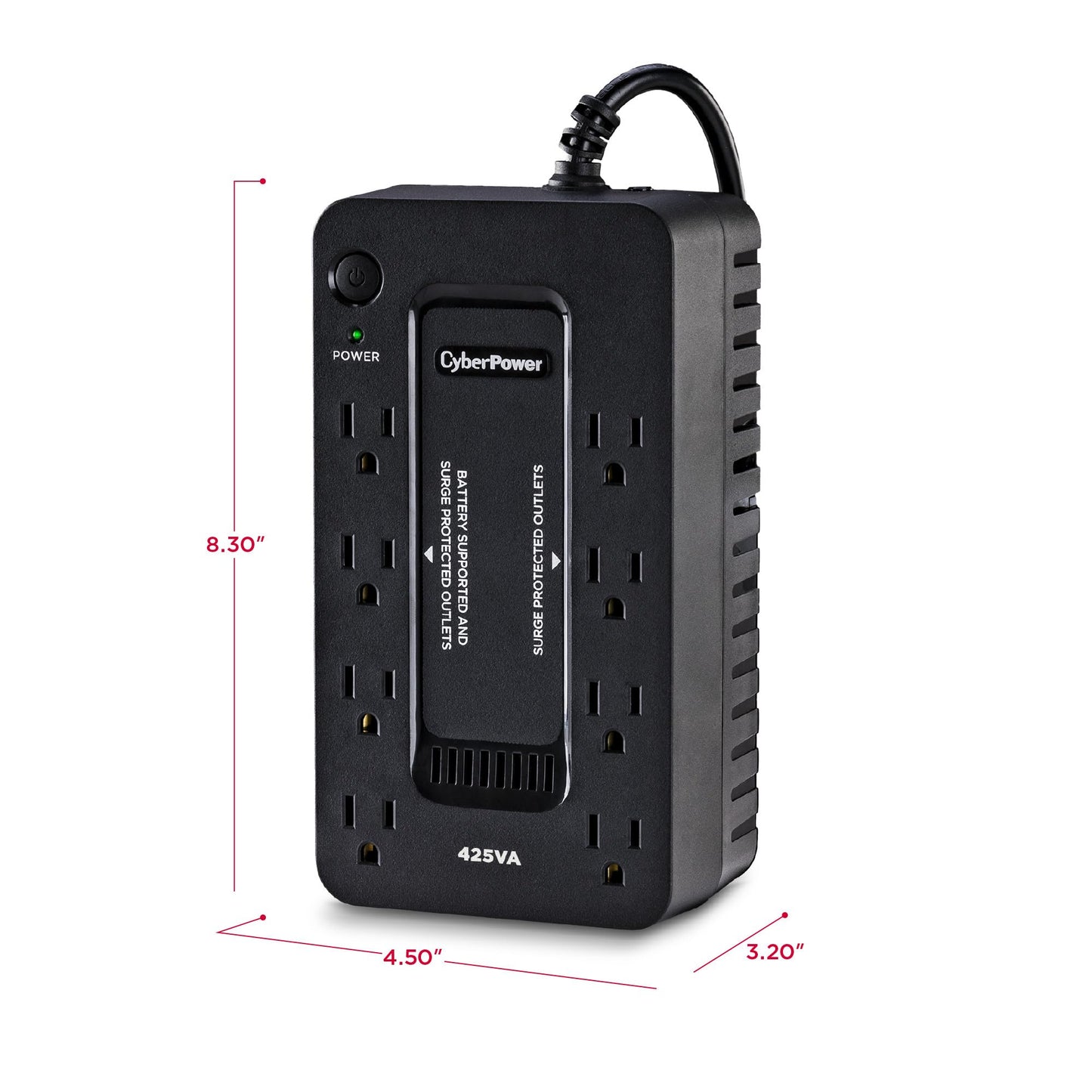 CyberPower ST425 Standby UPS System, 425VA/260W, 8 Outlets, Compact, Black