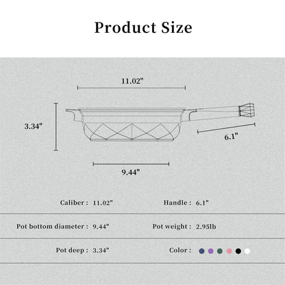 TIBORANG 8 in 1 Multipurpose 11 Inch 5 Qt Frying Pans Nonstick with Lid,Steamed Grid,PFOA-Free,Dishwasher&Oven Safe,Works with All Stovetops (Purple)