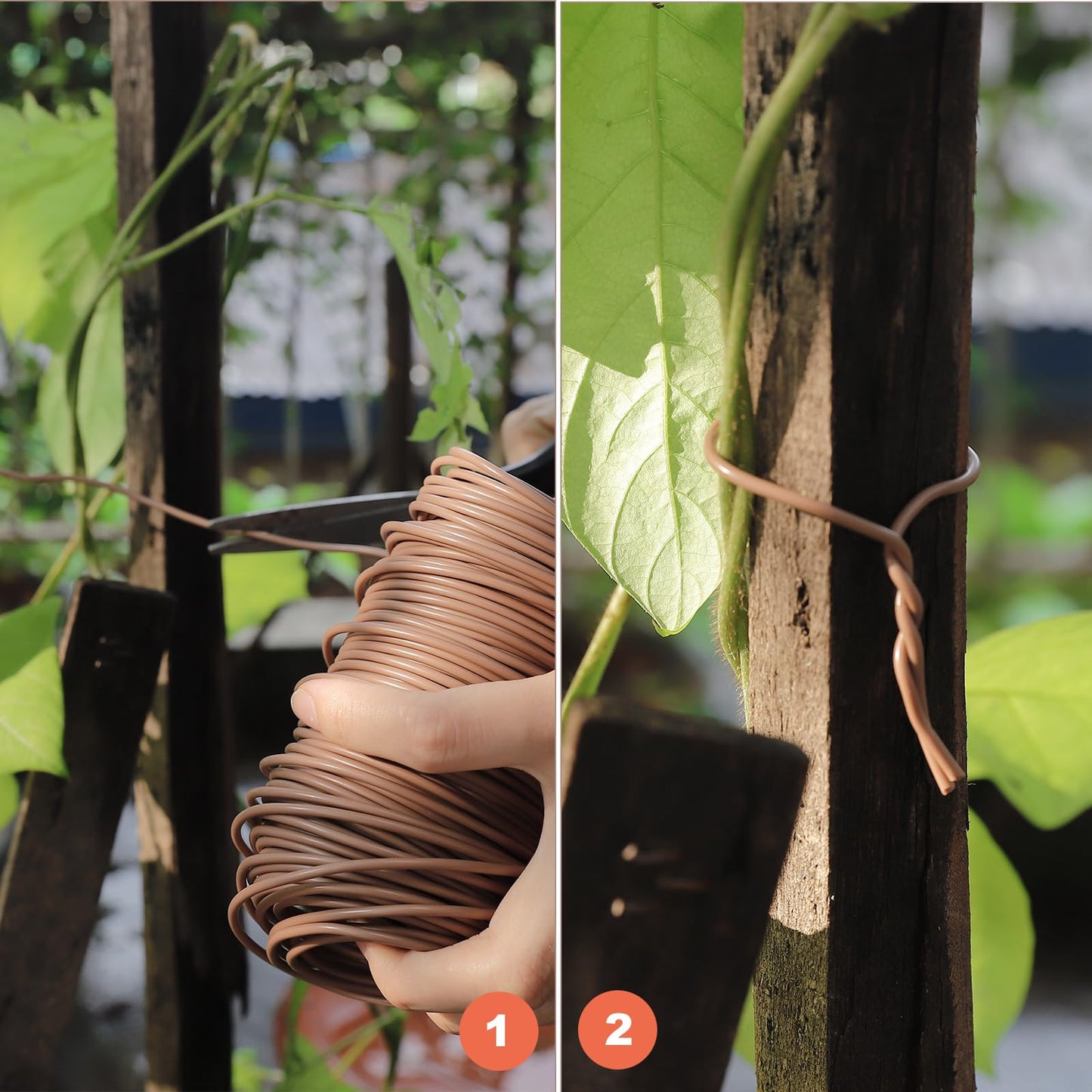 TELENT OUTDOORS 130 Feet Soft Plant Tie Brown Twist Garden Ties for Plants Gardening Home Office Organization TPR Garden Ties Supplies with 2.5mm Diameter