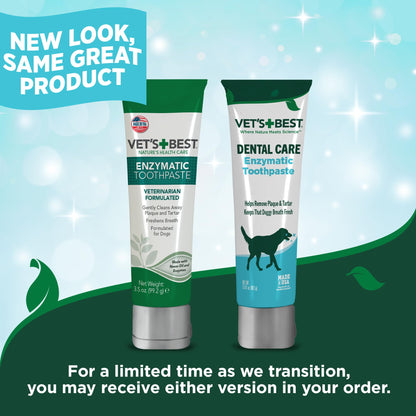 Vet's Best Dog Toothpaste & Dog Toothbrush, Dental Kit, Plaque Remover for Teeth, Whitens Teeth, Freshens Canine Breath, Veterinarian Formula, Finger Toothbrush Included