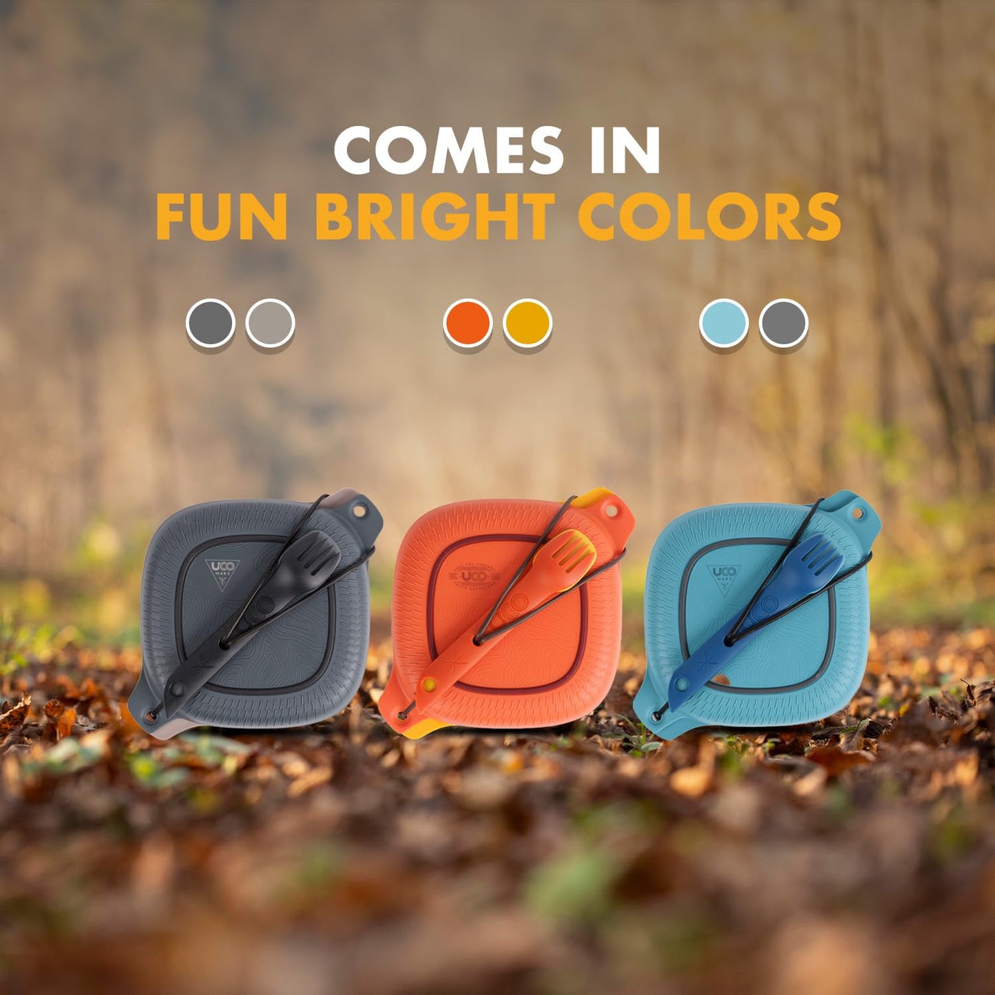 UCO 6-Piece Camping, Backpacking, Outdoor Kitchen Gear Mess Kit with Bowl, Plate, Camp Cup, and Switch Spork Utensil Set