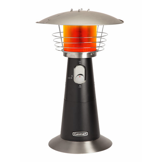 Cuisinart Portable Tabletop Patio Heater, 11,000 BTU Outdoor Propane Heater with Safety Tilt Switch and Adjustable Heat, Burner Screen Guard, 30 sq. Foot Heat Range, Black