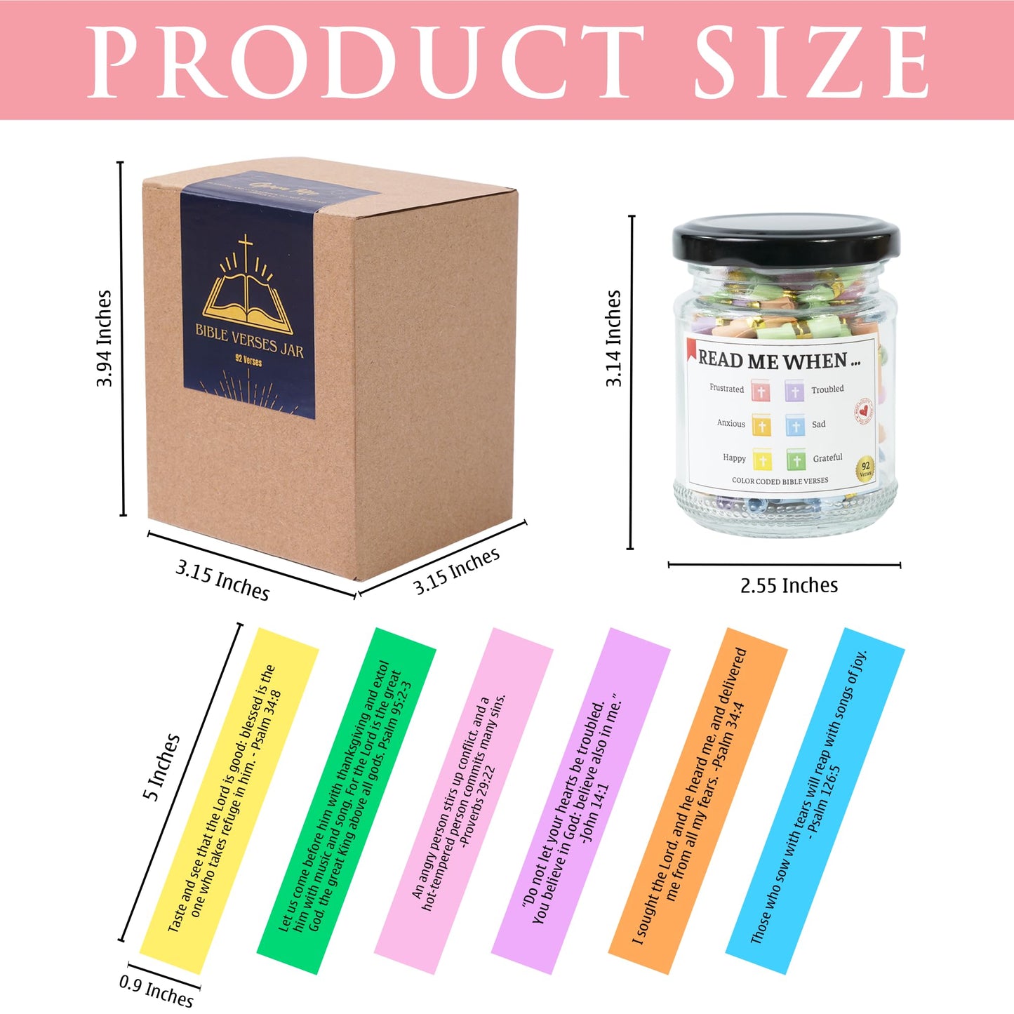 Bible Verse Jar – 92 Hand-Rolled Scripture Scrolls for Daily Encouragement, Inspirational Christian Gift, Religious Gifts for Women, Birthday Gifts for Mom, Christmas Gift for Women 2025