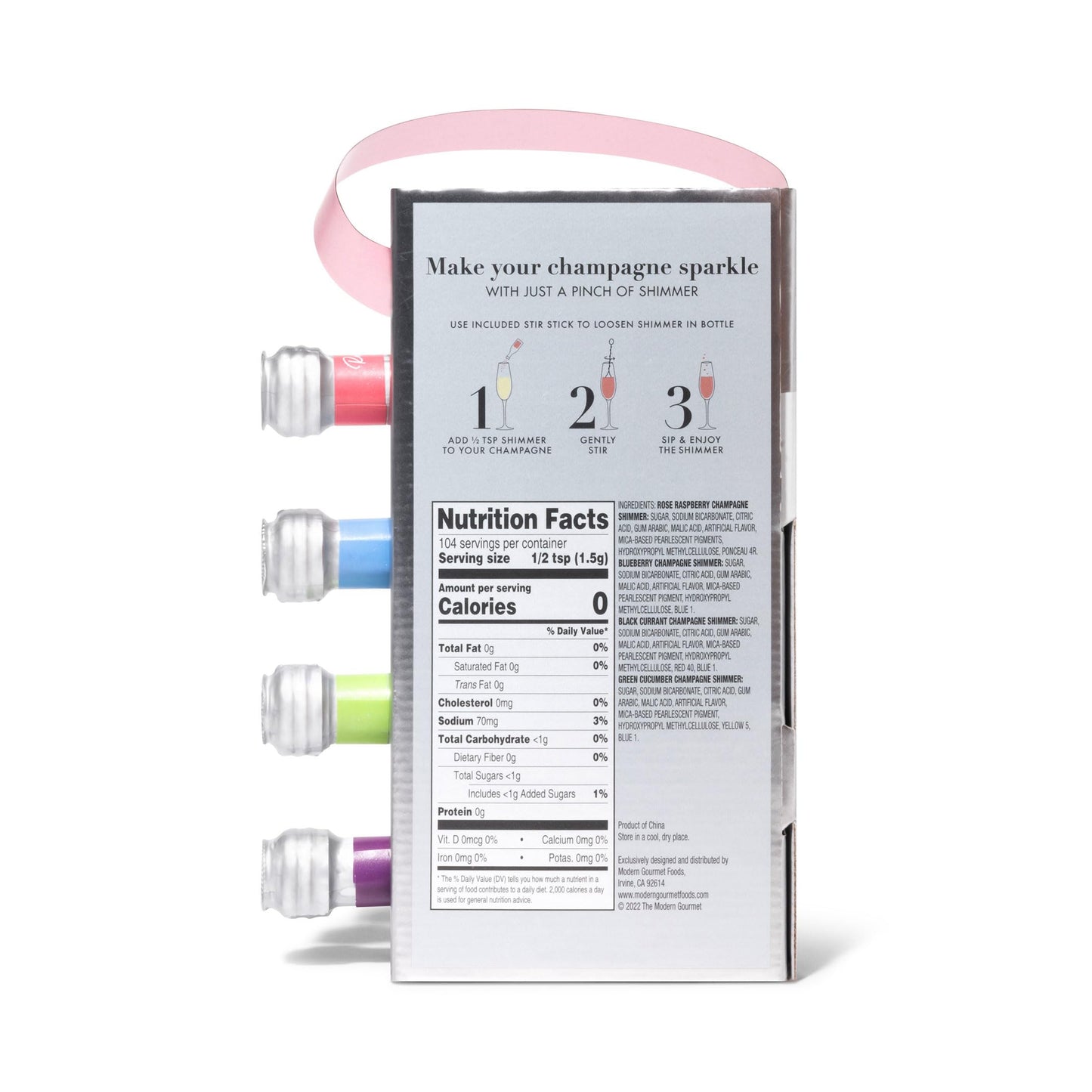 Thoughtfully Cocktails, Champagne Shimmer Gift Set, Add Shimmer to Champagne, Prosecco or Carbonated Beverages with Raspberry, Blueberry, Lime, and Blackcurrant Cocktail Drink Shimmers, Set of 4