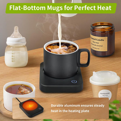 VOBAGA Coffee Mug Warmer for Desk with Auto Shut Off & 3-Temp Settings, Coffee Cup Warmer with Smart Safety Alert Home Office Accessory, Perfect for Coffee, Tea, Milk (No Mug)