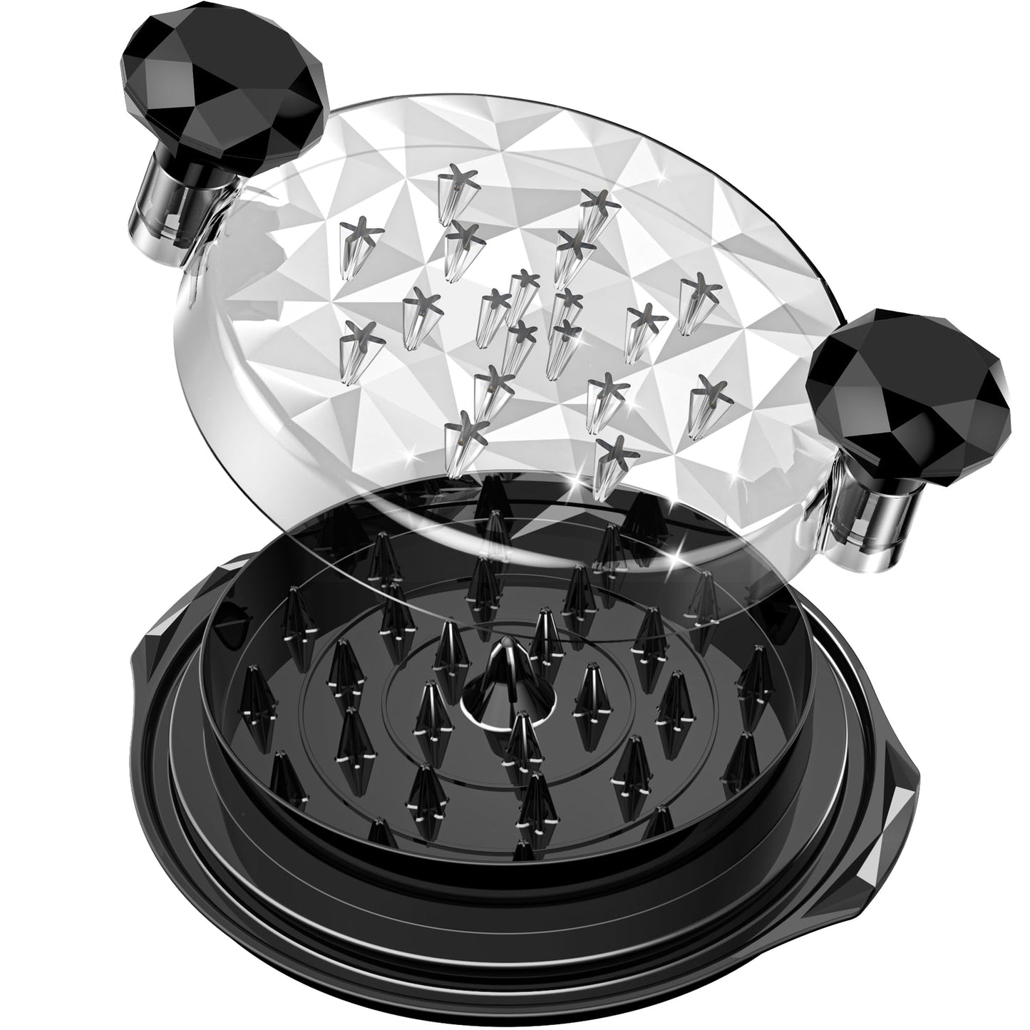 Chicken Shredder with Brush Chicken Shredder Tool Twist Stable Anti-Slip BPA Free Meat Shredder Tool Twist Ergonomic Handle Meat Grinder Dishwasher-safe Transparent Lid Black