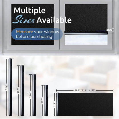 rabbitgoo Blackout Window Film, Sun Heat Blocking Privacy Cover for Glass, Removable Opaque Room Darkening Dark Black Out Window Covers Tint Shades for Home Day Sleep Light Blocker 11.8 x 157 Inches