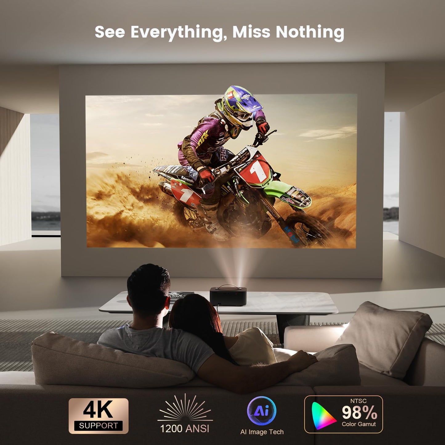 [1200 ANSI/Auto Focus/Built-in APPs] Outdoor-Projector-4K with Wifi6 and Bluetooth, Smart TV OS & DoIby, Portable Projector with Netflix/YouTube/PrimeVideo, ONOAYO 1080P Proyector with 300 ''Display