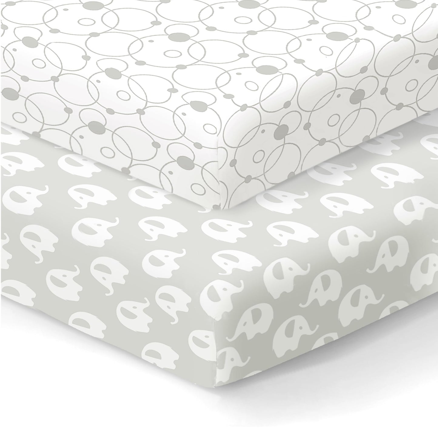 100% Organic Cotton Fitted Sheets for Graco Pack n Play, Babyletto, Pamo Babe, Hiccapop, Dream on Me, Evenflo, Baby Trend, Hygge Hush Portable/Mini Crib/Playards, Beka Bedside Bassinet 2 Pk