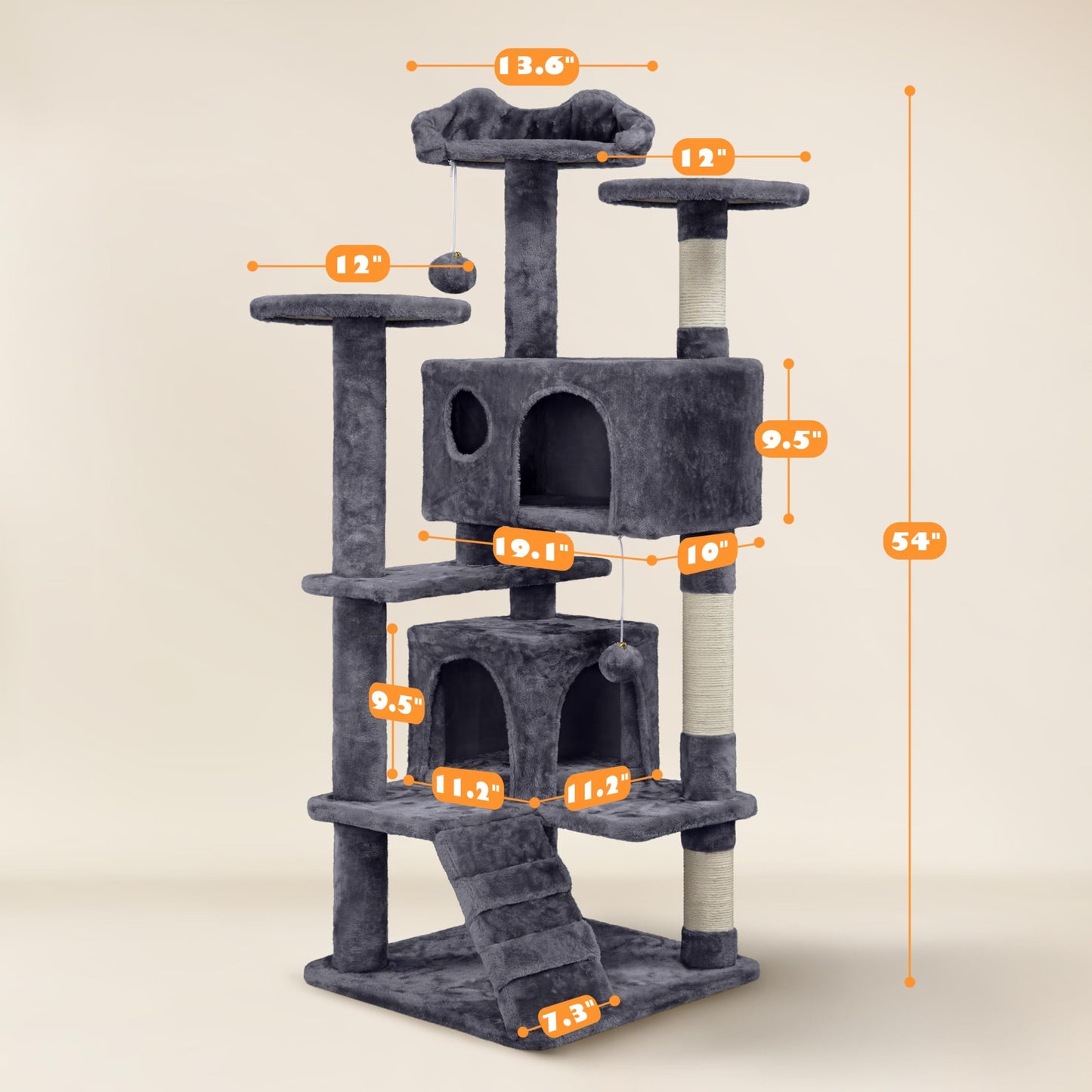 Yaheetech 54in Cat Tree Tower Condo Furniture Scratch Post for Kittens Pet House Play