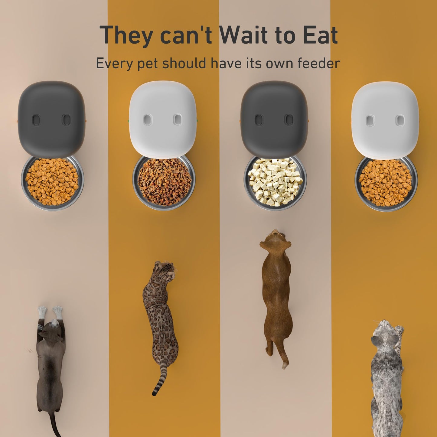 Yuposl Automatic Cat Feeders - 2L Cat Food Dispenser Easy to Use, Timed Automatic Pet Feeder with Over 180-day Battery Life, 1-6 Meals Dry Food Programmable Portion Control Also for Dogs