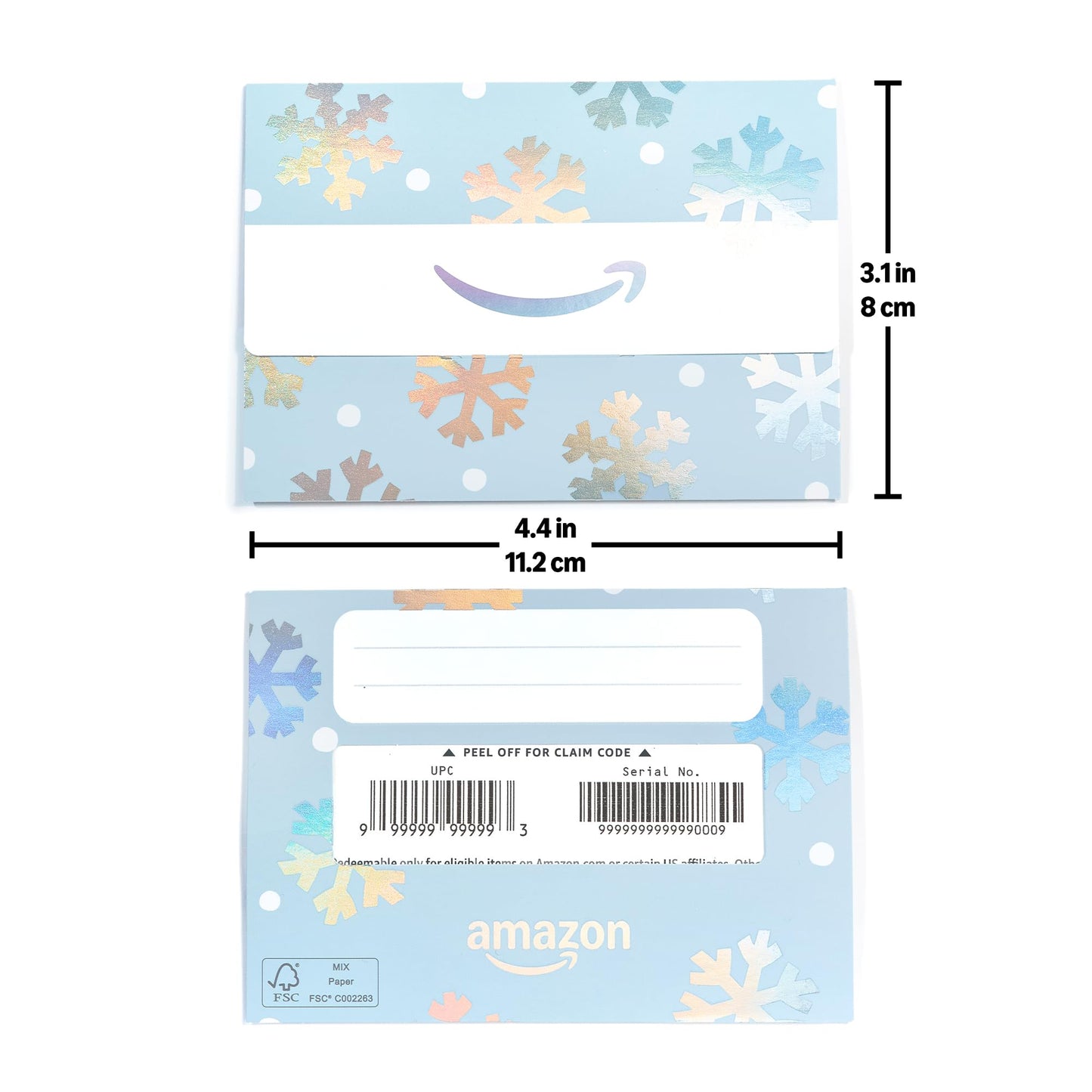 Amazon Physical Gift Card in Mini Envelope - Glistening Snowflakes | Christmas, Hanukkah, Winter