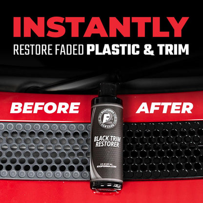 ExoForma Black Trim Restorer - Unique Dye-Infused Formula Lasts 6+ Months - Restores Factory Black to Plastic Trim - Protects Against UV Rays, Helps Conceal Scratches & Scuff Marks - Works in Seconds