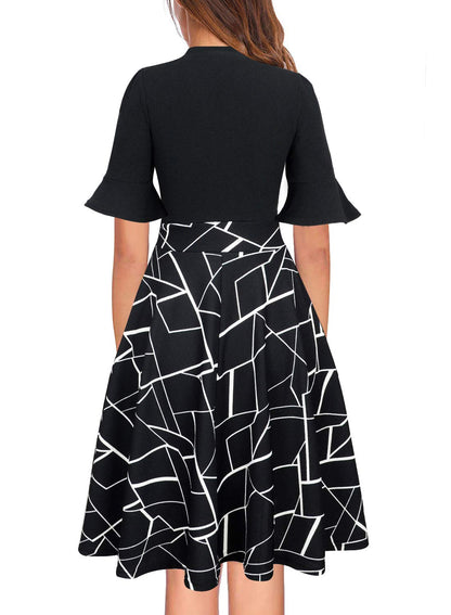 RANPHEE Elegant Dresses for Women 2025 Cute Wedding Guest Spring Semi Formal Knee Length Flowy Flattering Dress to Hide Tummy M