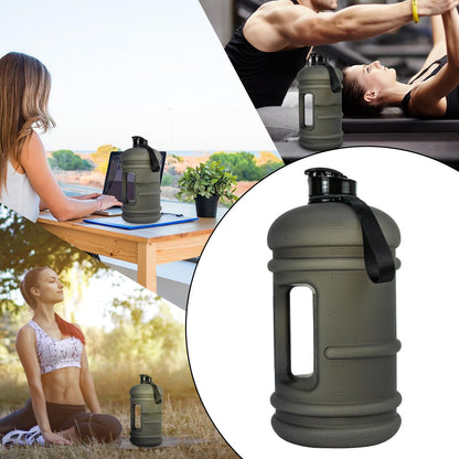 TOOFEEL 1 Gallon Water Bottle - 128 oz With Flip Lid, Measurements Marked, Leak Proof BPA Free Jug for Gym, Sports - Matte Black